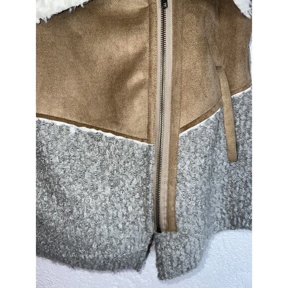 SATURDAY Sunday Anthropologie Women's Sherpa Faux Suede Moto Vest Size Small R - Picture 2 of 7